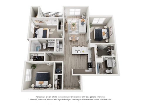 a floor plan of a 3 bedroom192 sq ft